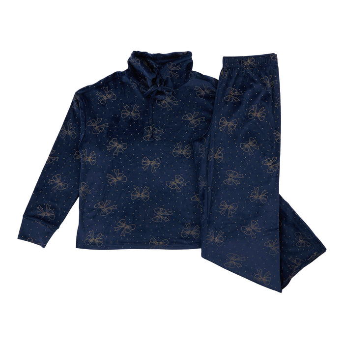 Pyjama à col cheminée en velours Carisma pour femmes, 2 pièces