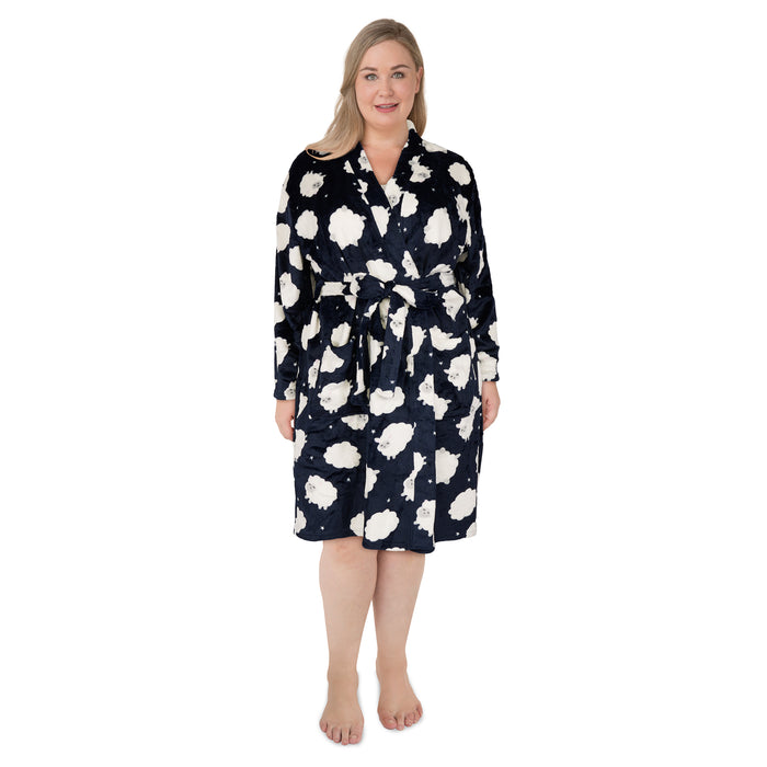 Peignoir en peluche à imprimé taille plus Carisma pour femmes