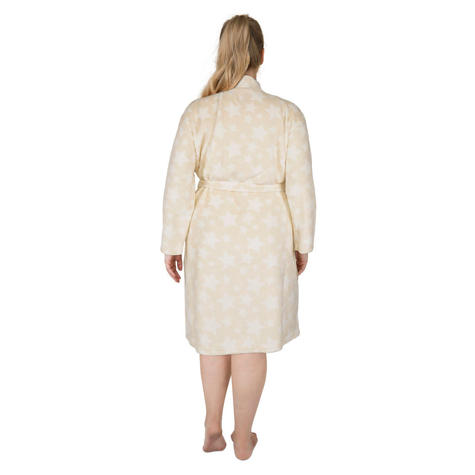 Peignoir En Peluche Mi-Long Femme Essentials – Robe De Chambre Douce Et Confortable (Grandes Tailles Disponibles)