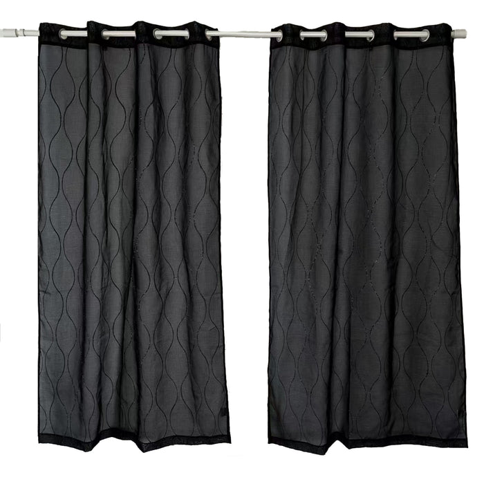 HomeStyles Embroidered Sheer Curtain, 2-Pack, 52-in x 84-in.