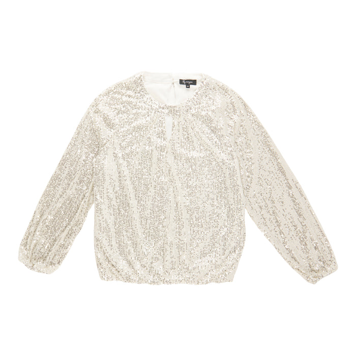 lily morgan Women's Sequin Keyhole Top