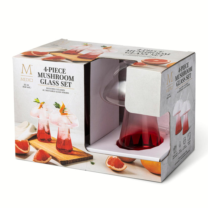 Mushroom Glasset, 4 Piece