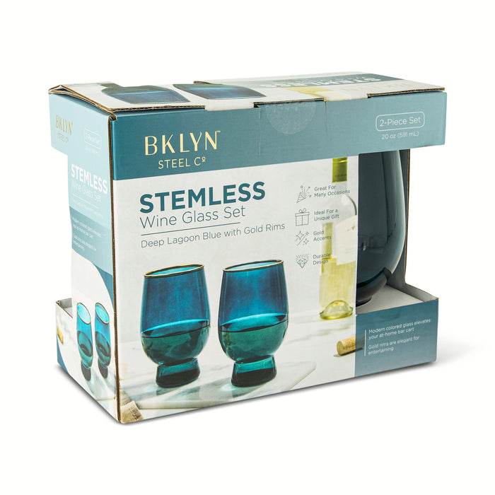 Verres à vin sans pied - bleu, emb. de 2