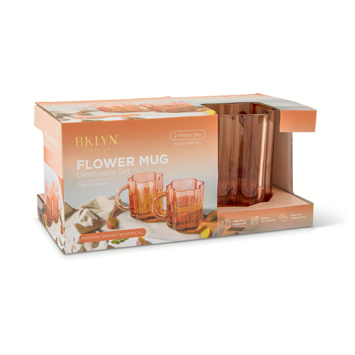 Tasse avec fleur - pêche, 16,5 oz