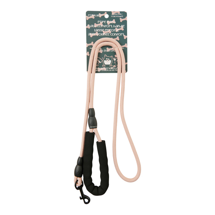 Laisse en corde avec poignée confortable Rosytails, 1,5 m, rose