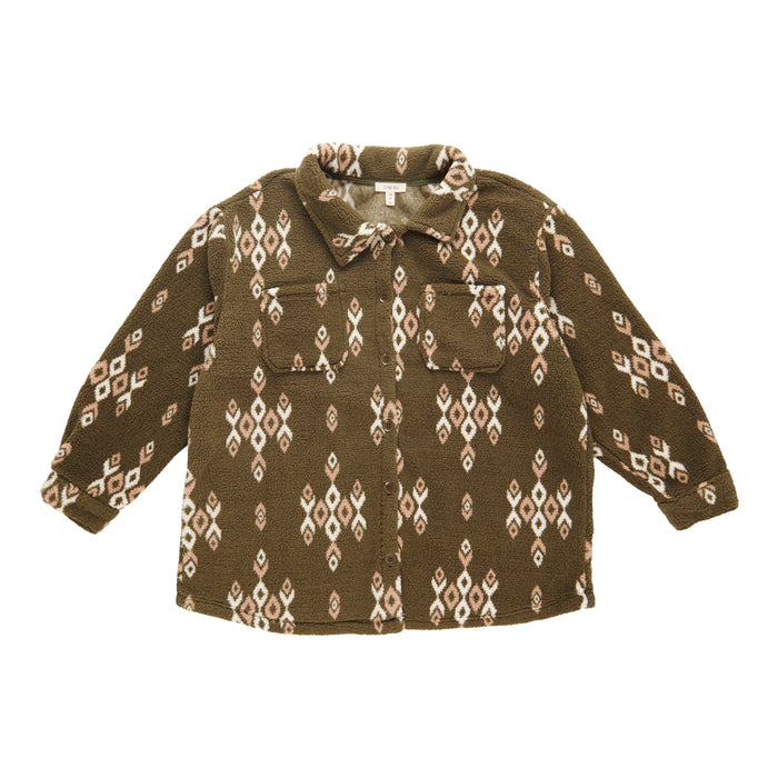Women's Plus Printed Sherpa Shacket