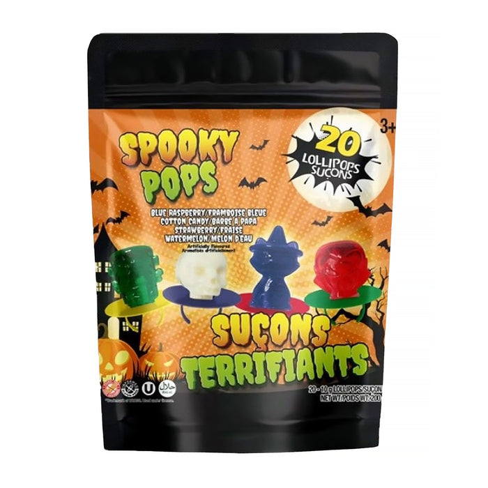 Suçons aux saveurs variées Spooky Pops, 200 g – emb. de 20