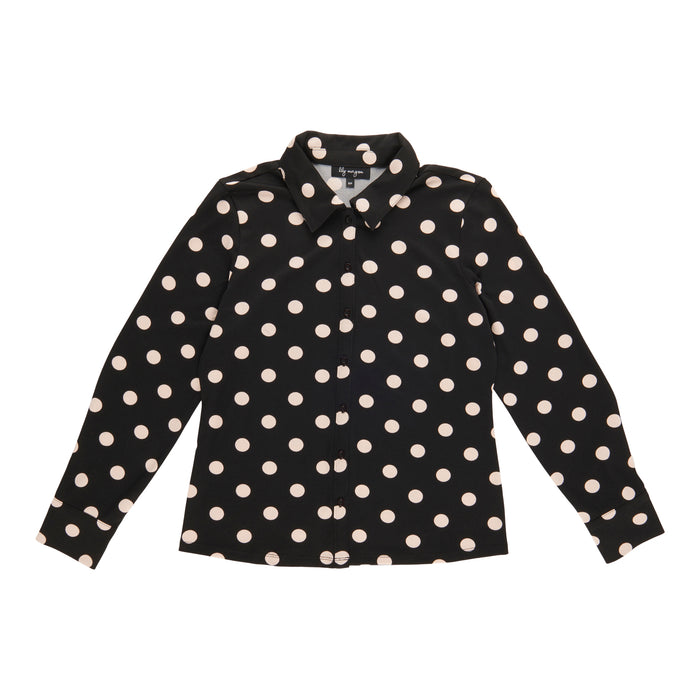 lily morgan Women's Long Sleeve Collared Blouse