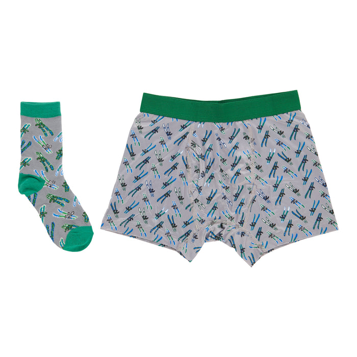 Ensemble de mi-chaussettes et de boxeurs imprimés du temps des Fêtes, Comfy Cozy pour garçons, emballage de 2