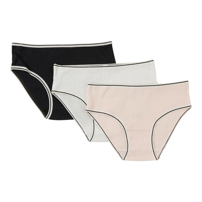 Girls' Ribbed Underwear, 3-Pack