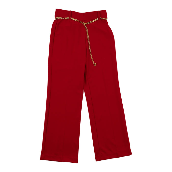 Pantalon uni avec ceinture en chaîne, lily morgan pour femmes
