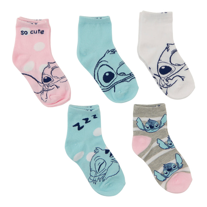 Girls' Licensed Printed Quarter Crew Socks, 5-Pack