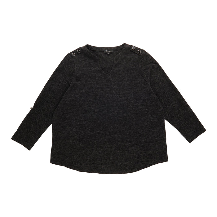 lily morgan Women's Plus Top with Shoulder Button Detail