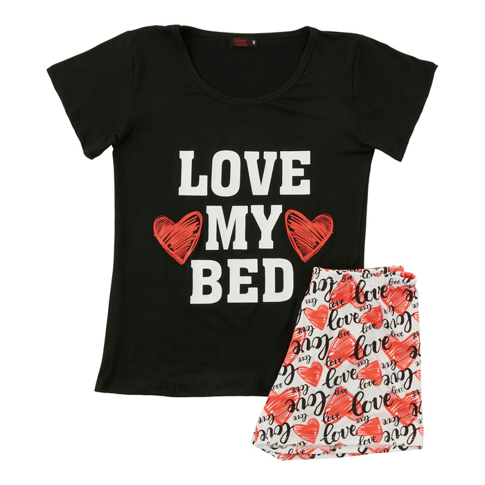 Pyjama avec boxeur à imprimé sérigraphié pour femmes, 2 pièces