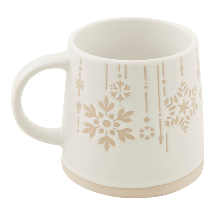 Embossed Stoneware Winter Printed Coffee Mug