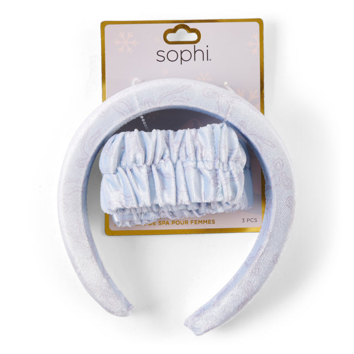 Ensemble bandeau et bracelets en velours pour le spa, 3 pièces
