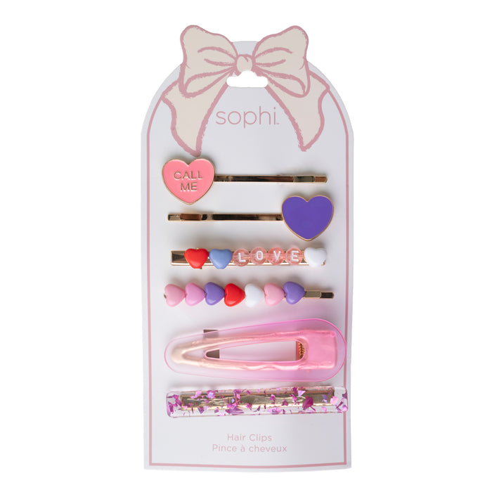 sophi Valentine's Day Hair Clips, 6-Pieces