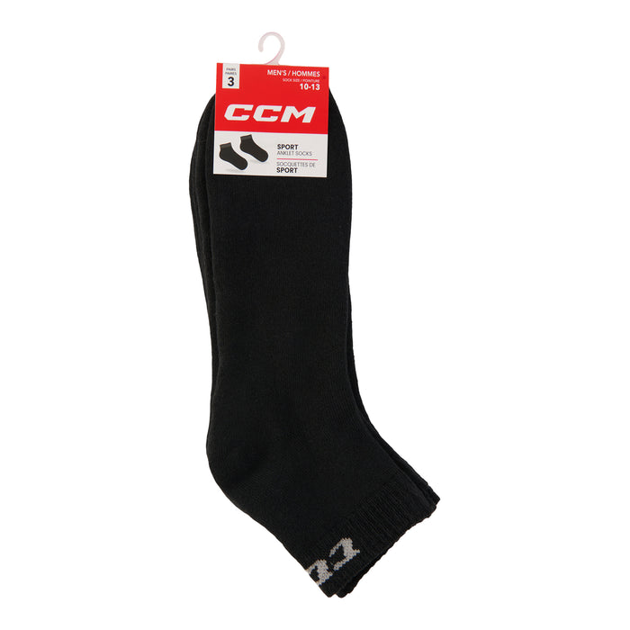 CCM Men's Black Ankle Socks 3-Pack