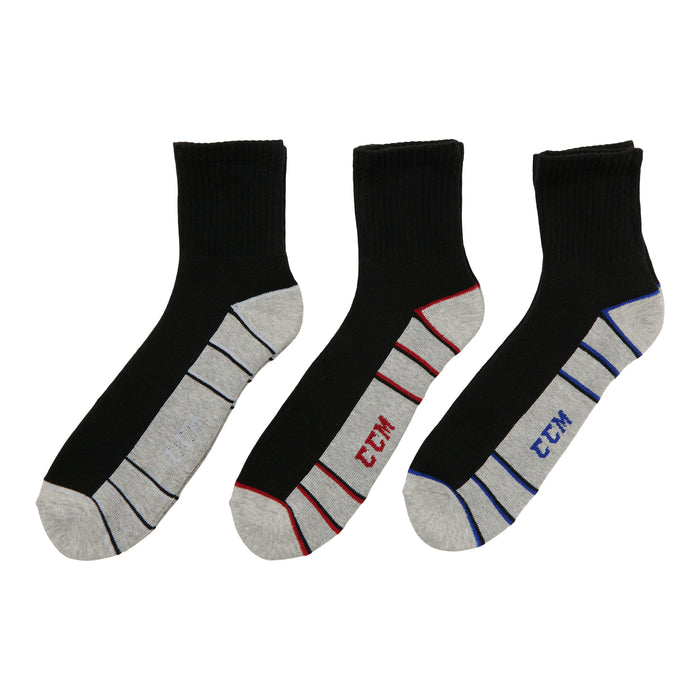 CCM Men's Quarter Crew Socks, 3-Pack