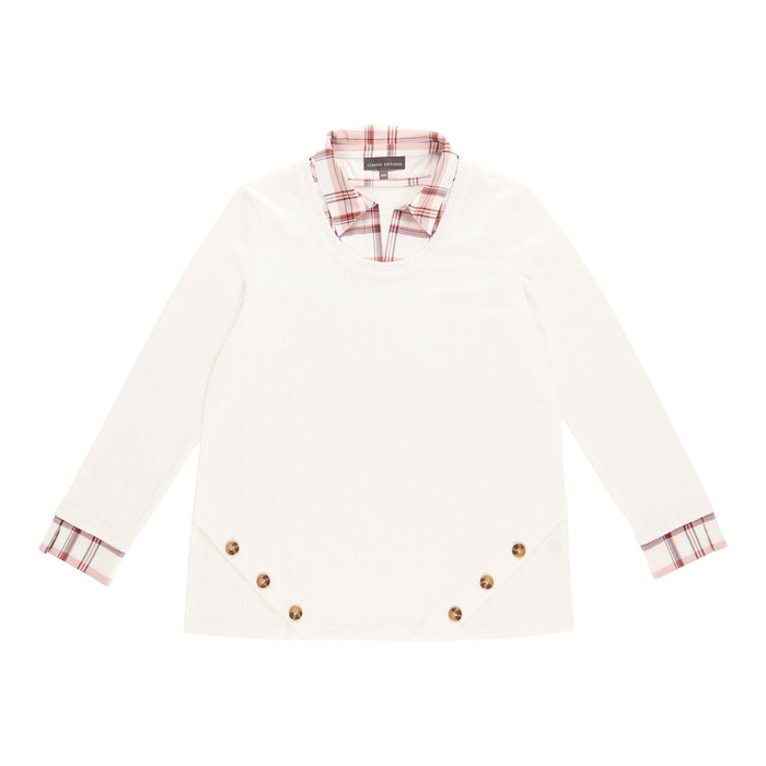 Classic Editions Women's Plaid Collared Sweater