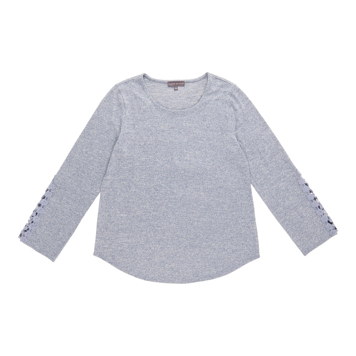 Classic Editions Women's Crew Neck Crochet Sweater