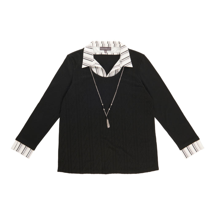 Classic Editions Women's Double-Layer Collared Sweater