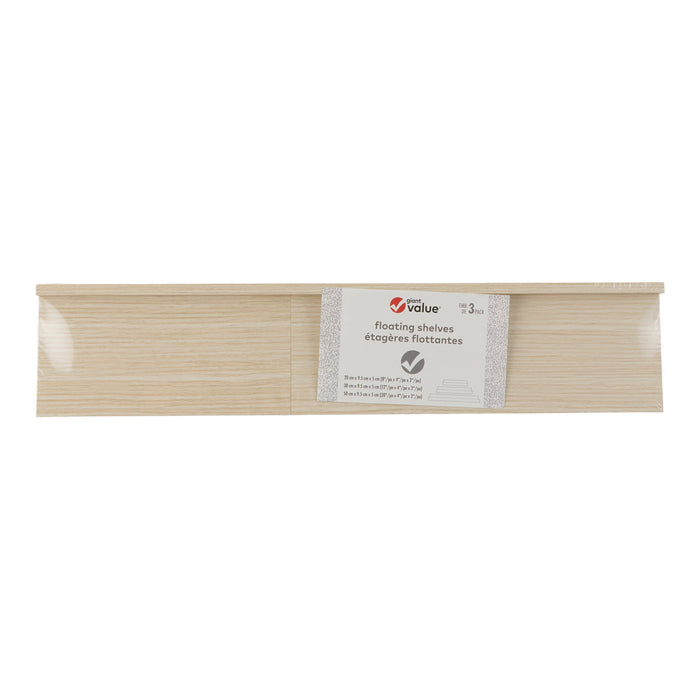 Tablettes flottantes Giant Value, naturel, ens. de 3