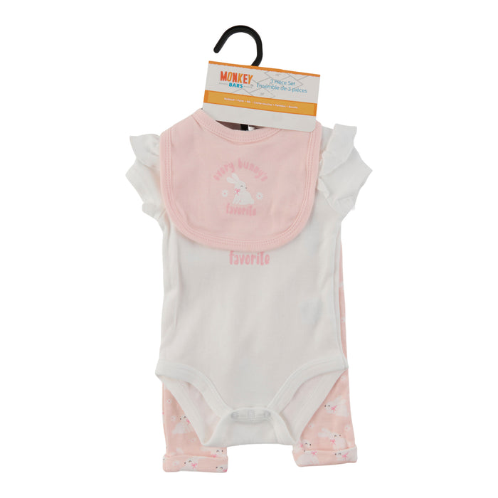 Ensemble avec cache-couche de fantaisie MONKEY BARS pour bébés filles - 3 pièces, 0 à 9 mois