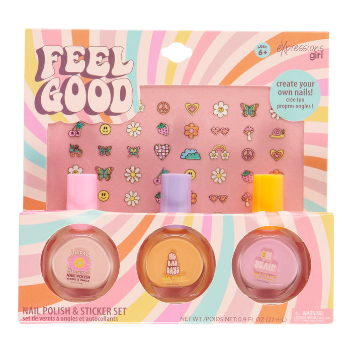 Expressions Girl Kids' Nail Polish with Stickers, 3-Pack