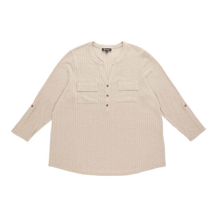 lily morgan Women's Plus Long Sleeve V-Neck Top