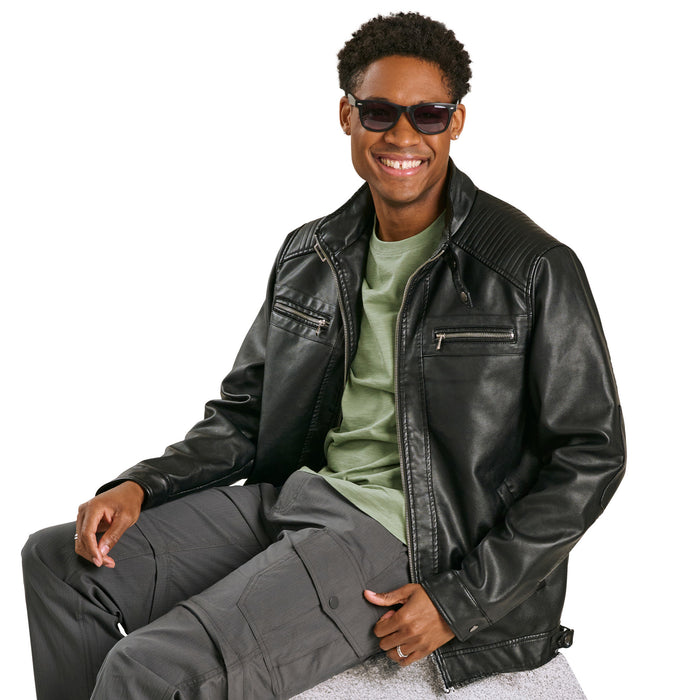Mountain Ridge Men's Faux Leather Bomber Jacket