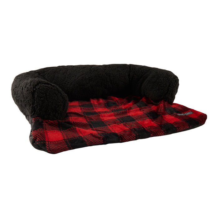 Lit sofa à carreaux noir et rouge pour animaux de compagnie, 30 po x 24 po