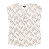 lily morgan Women's Printed Tab Sleeve Button Top