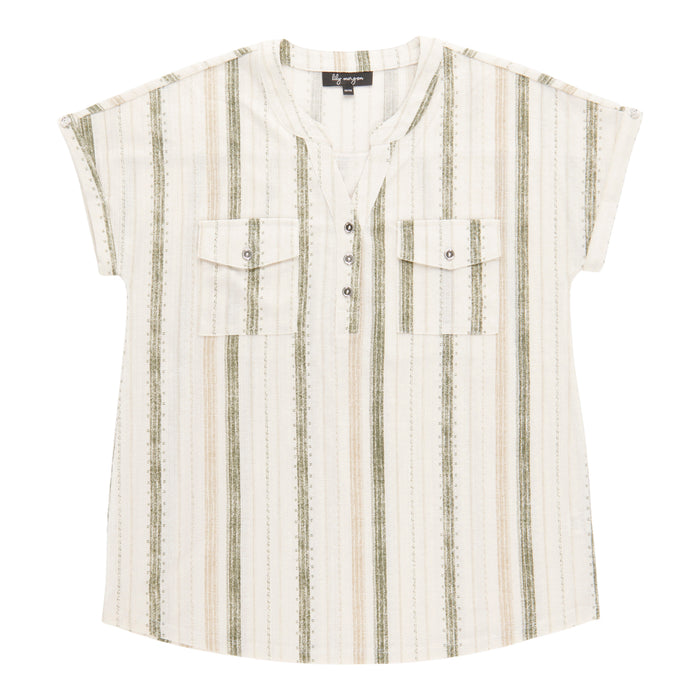 lily morgan Women's Printed Top with Front Pockets