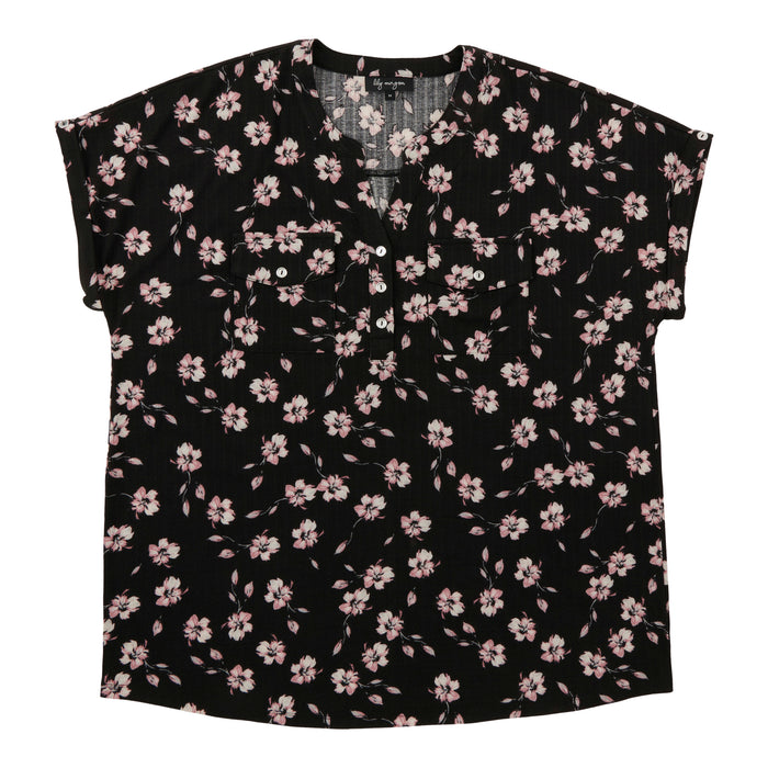 lily morgan Women's Plus Printed Top with Front Pockets