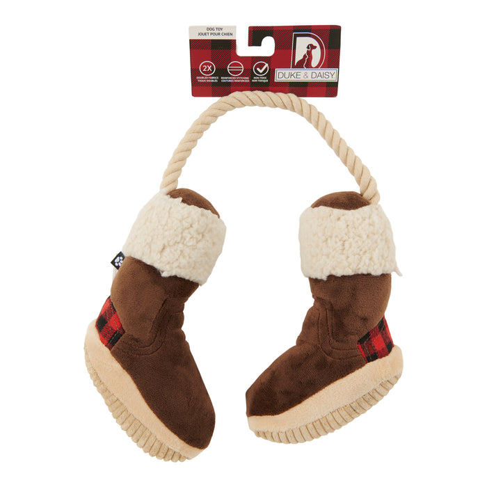 2 in 1 Plaid Boots with Rope Dog Toy