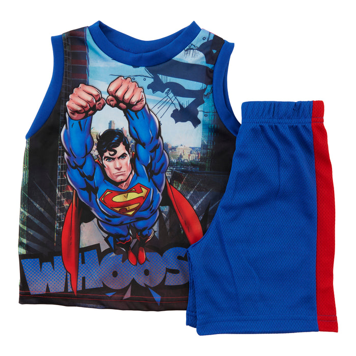 Toddler Boys' Licensed Superman Top and Shorts Set, 2-Piece