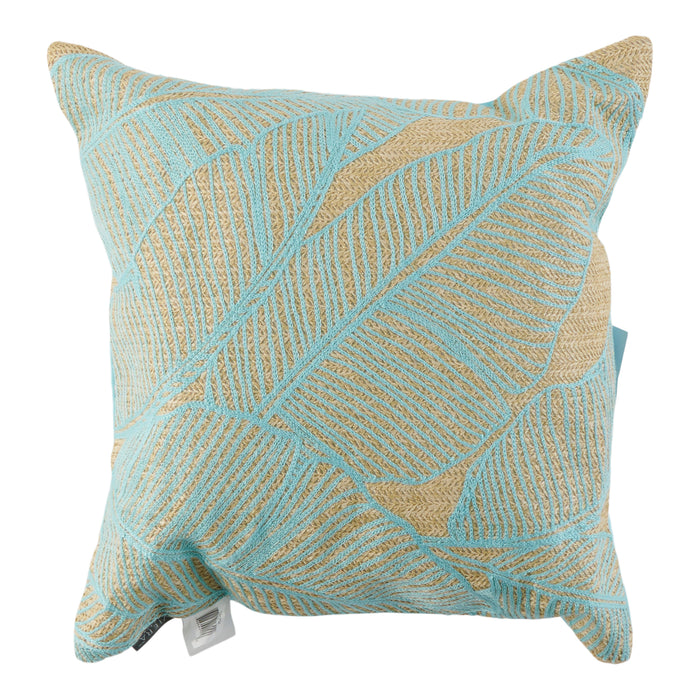 Coussin d’extérieur brodé en jute, 18 po x 18 po
