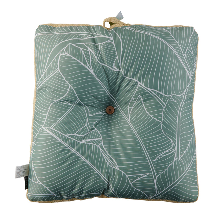 Coussin de sol d’extérieur avec bordure en jute, 24 po x 24 po x 4 po
