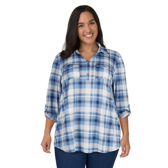 mySTYLE Women's Plus Plaid Knit Top