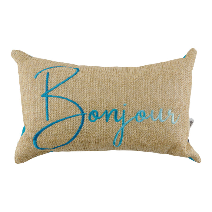 Outdoor Jute/Printed Cushion, French, 20-in x 12-in.