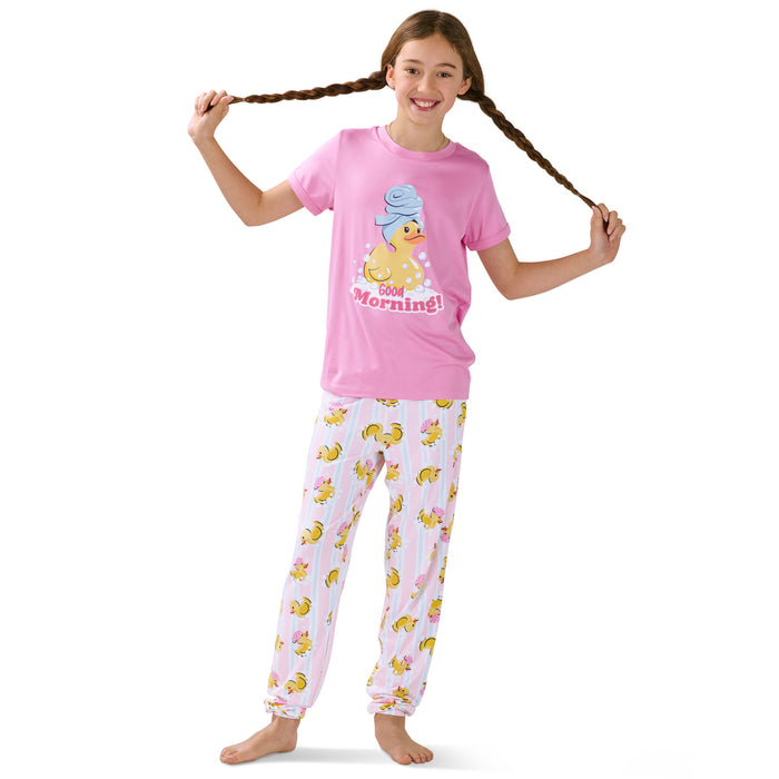 Pyjama imprimé de fantaisie à manches courtes BELLA & BIRDIE pour filles, 2 pièces