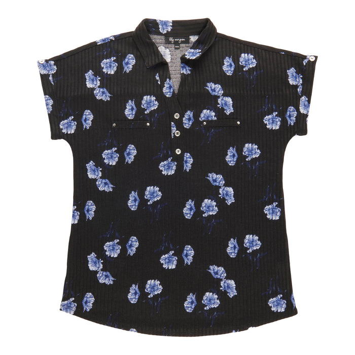 lily morgan Women's Cap Sleeve Collared Top