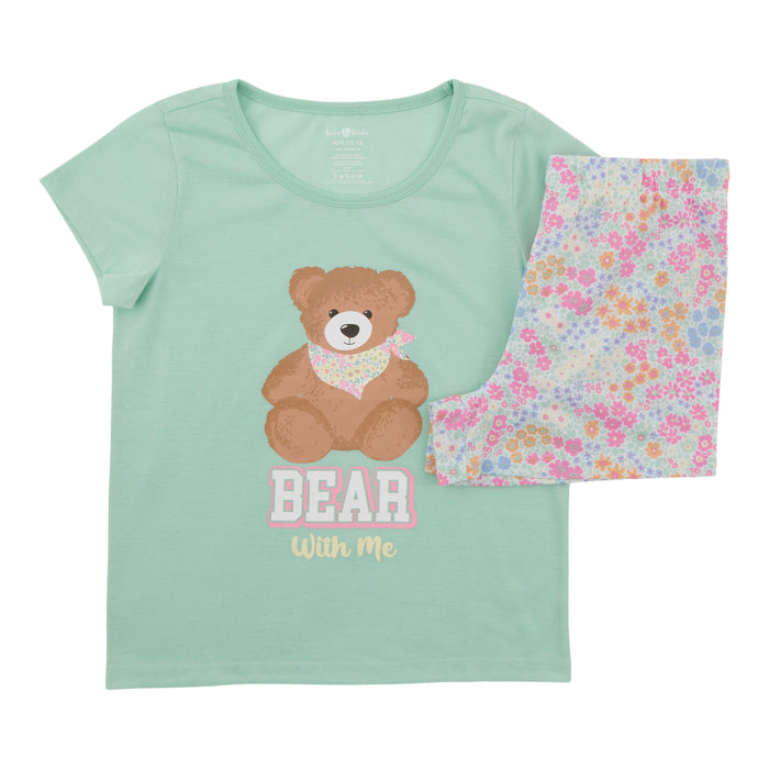 BELLA & BIRDIE Girls' Mommy & Me Short Sleeve Pajama Set, 2-Piece