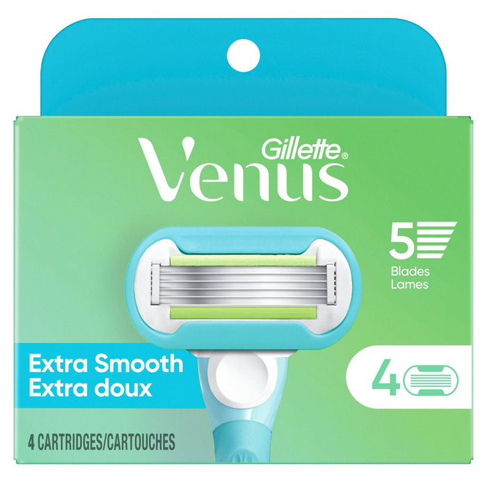 Gillette Venus Extra Smooth Women’s Razor Blades, 5-Bladed Razor Refills, 4-Pack
