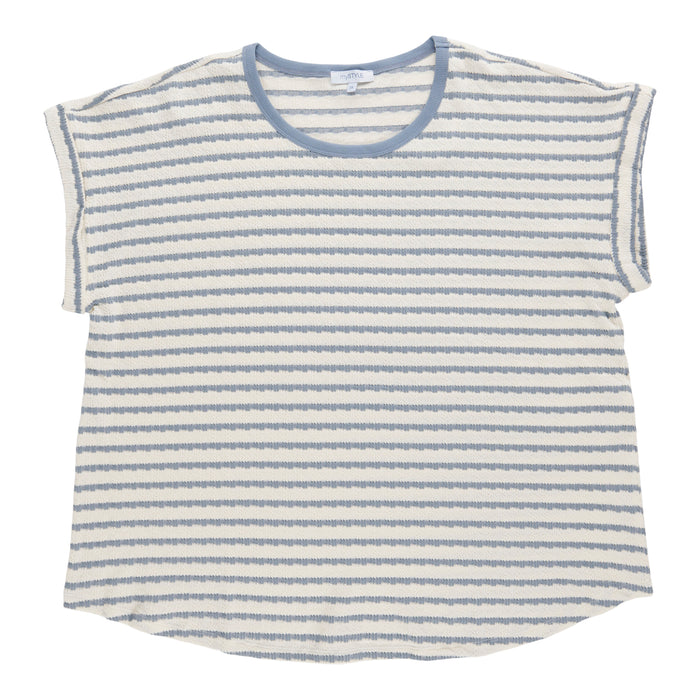 mySTYLE Women's Plus Striped Textured Top