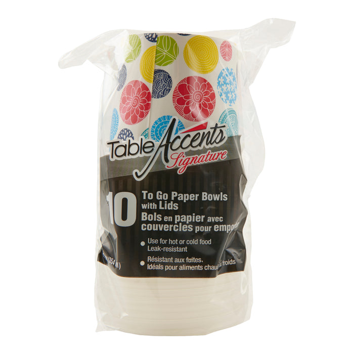 Bols en papier avec couvercles pour emporter Table Accents, emb. de 10