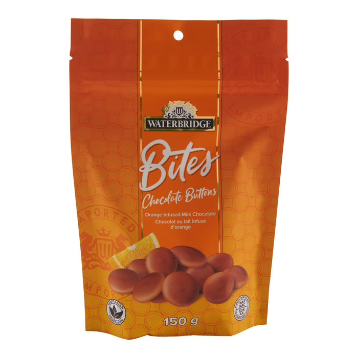 Boutons de chocolat au lait à l’orange Waterbridge, 150 g
