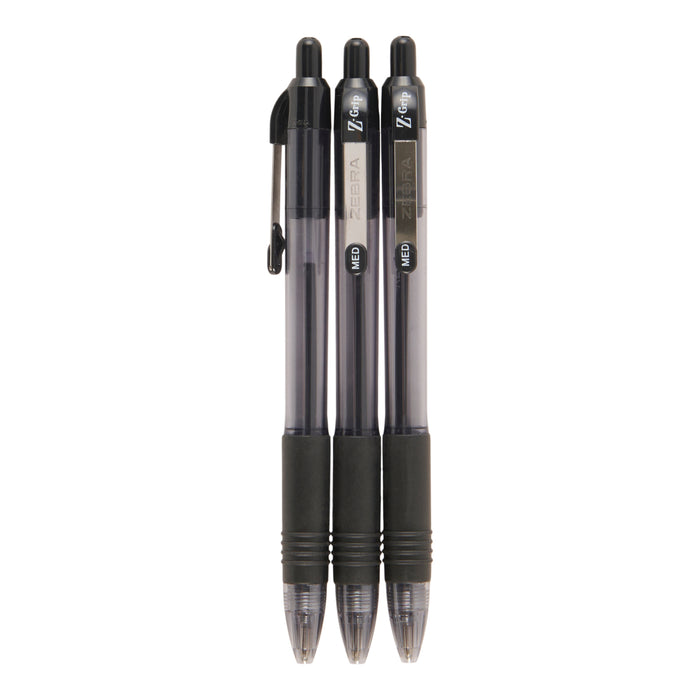 Zebra Z-Grip Retractable Ballpoint, Black, 3 Pack