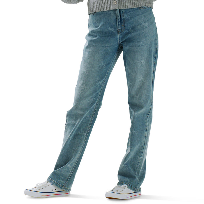 Pantalon en denim à jambe droite à imprimé de boucles mySTYLE pour femmes